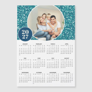 Calendario magnético de foto personalizada azul br