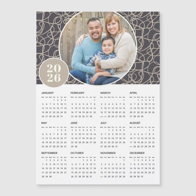 Calendario magnético de fotos de Personalizado gri (Anverso)