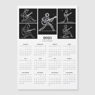 Calendario magnético de la guitarra con figura mín