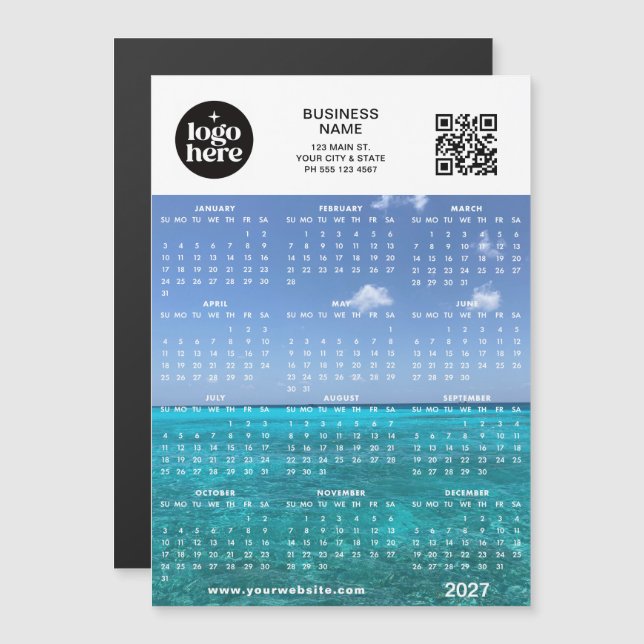Calendario Magnético de Logo de Código Qr de Foto  (Anverso/Reverso)