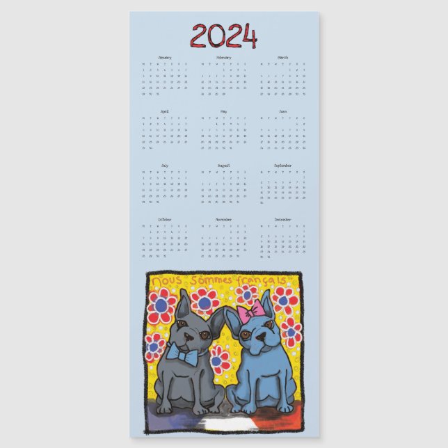 Calendario magnético de los Bulldoges franceses 20 (Anverso)