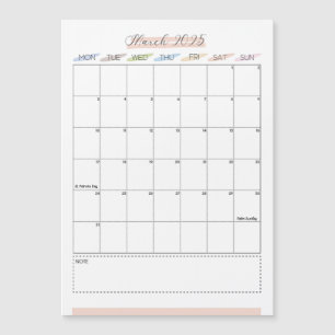 Calendario magnético de marzo de 2025