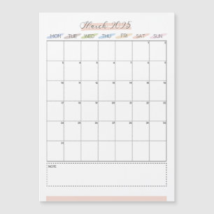 Calendario magnético de marzo de 2025
