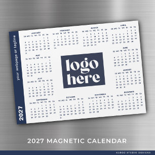 Calendario Magnético de Negocios Azul Logo 2027