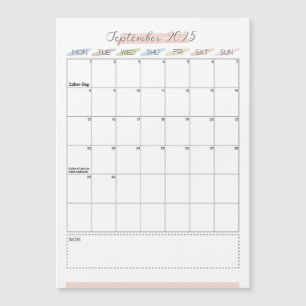 Calendario magnético de septiembre de 2025