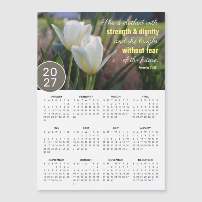 Calendario Magnético de Tulipanes 2027 Proverbios  (Anverso)