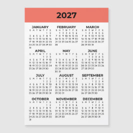 Calendario Magnético de Vista Anual Completa Coral