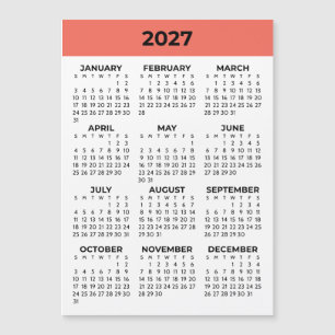 Calendario Magnético de Vista Anual Completa Coral