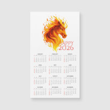 Calendario magnético del caballo de incendios 2026