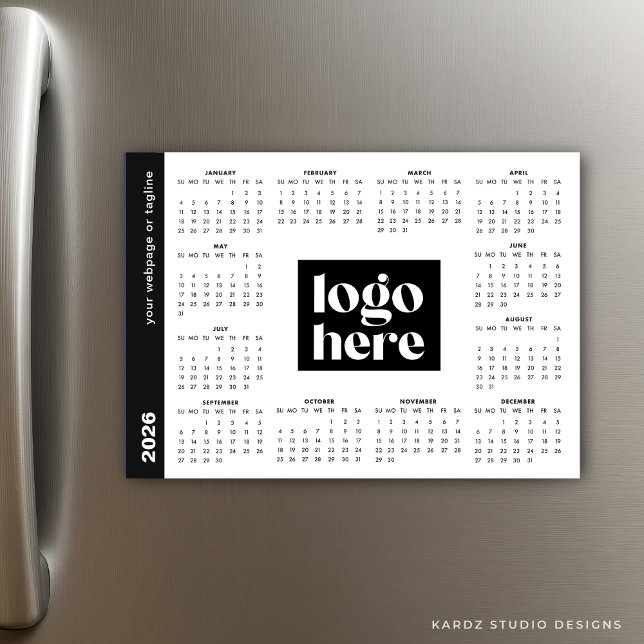 Calendario magnético del logotipo comercial de Whi (Magnet card shown in 5 x 7 inches.)