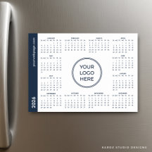 Calendario magnético del logotipo de negocios azul