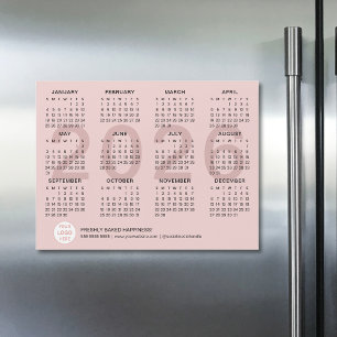 Calendario Magnético Empresarial Rosa Personalizad