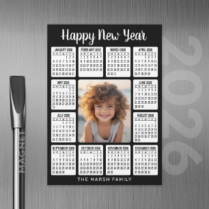 Calendario magnético foto vertical - negro HNY