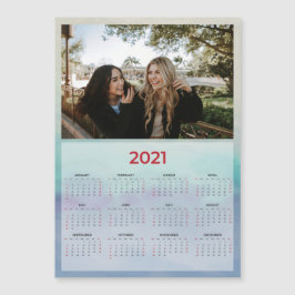 Calendario magnético fotográfico azul Personalizad