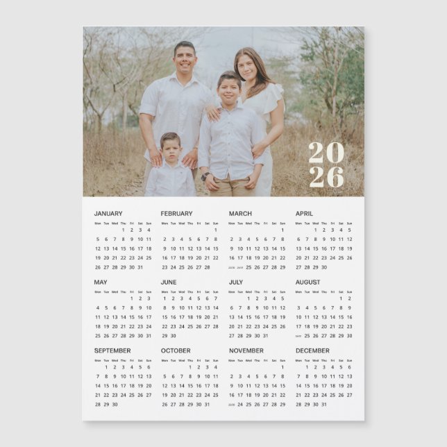 Calendario magnético fotográfico de 2026 para Pers (Anverso)