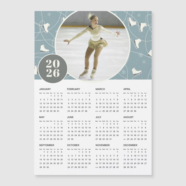 Calendario magnético fotográfico de los patines de (Anverso)