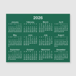 Calendario magnético Hunter Green y White 2026