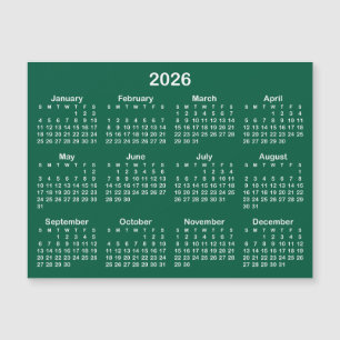 Calendario magnético Hunter Green y White 2026