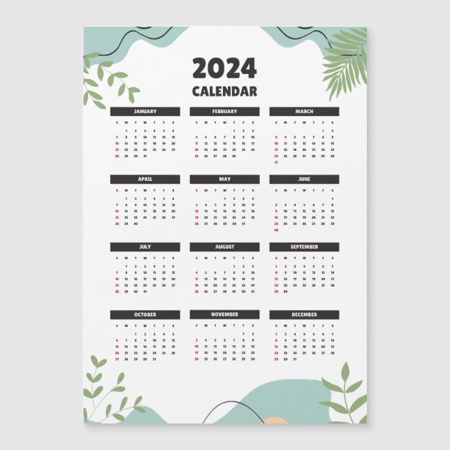Calendario magnético minimalista 2024 (Anverso)