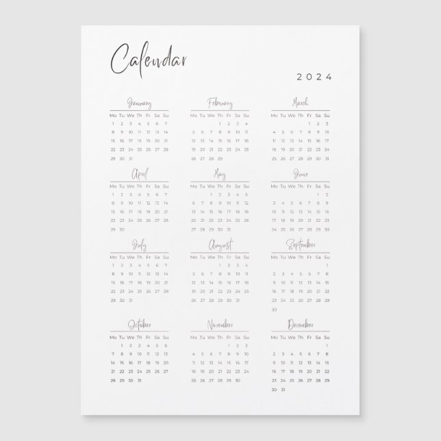 Calendario magnético minimalista 2024 (Anverso)
