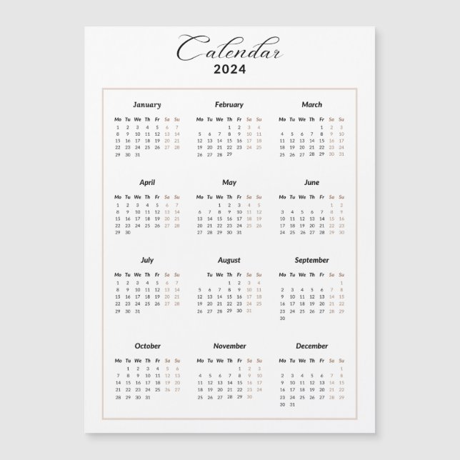 Calendario magnético minimalista 2024 (Anverso)