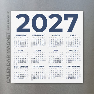 Calendario Magnético Minimalista Básico Azul Marin