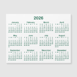 Calendario magnético minimalista Hunter Green 2026