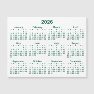 Calendario magnético minimalista Hunter Green 2026