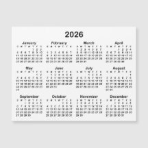 Calendario magnético minimalista negro 2026