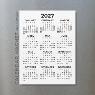 Calendario Magnético Minimalista Simple Negro 2027