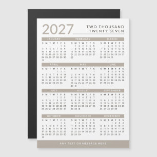 Calendario Magnético Personalizado Taupe y Blanco 