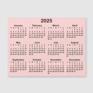 Calendario magnético Rubor Pink and Black 2025