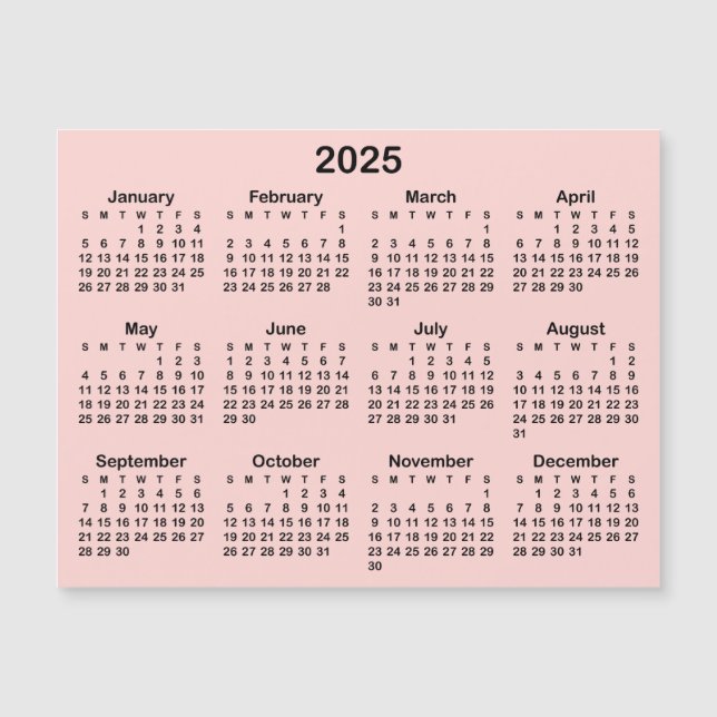 Calendario magnético Rubor Pink and Black 2025 (Anverso)
