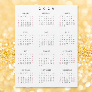 Calendario Magnético Simple Blanco y Negro Año Nue