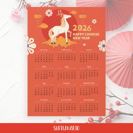 Calendario Magnético Tarjeta Año Nuevo Lunar 2026