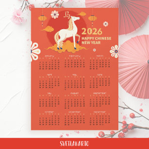 Calendario Magnético Tarjeta Año Nuevo Lunar 2026