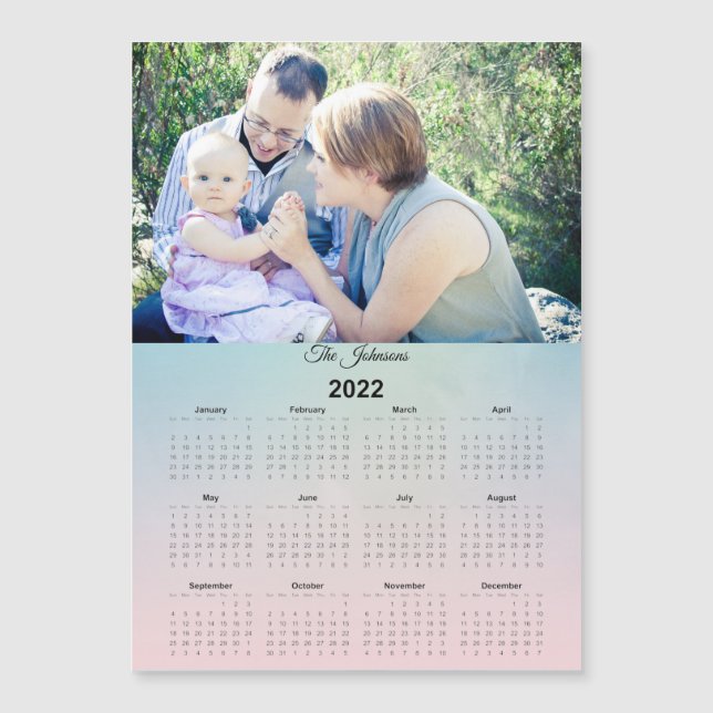 Calendario magnético verde de la familia de Person (Anverso)