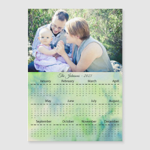 Calendario magnético verde de la familia de Person