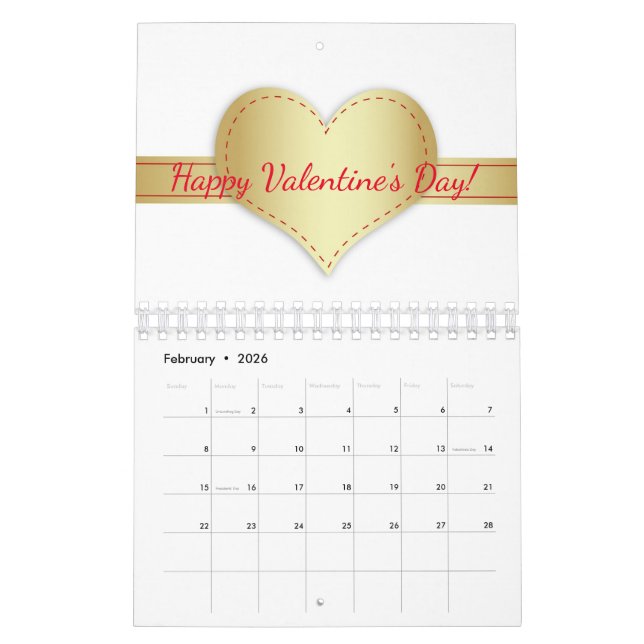 Calendario Magnífica tipografía Purpurina de 12 meses (Feb 2026)