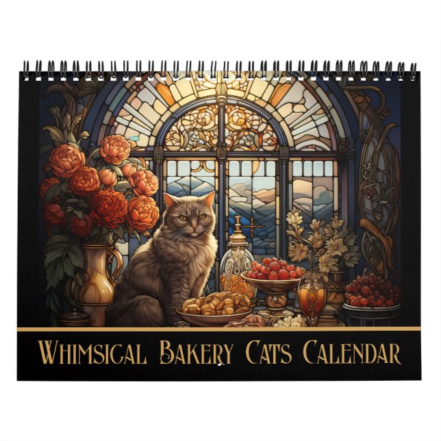 Calendario Magnífica y acogedora panadería de gatos de vidrio (Tapa)