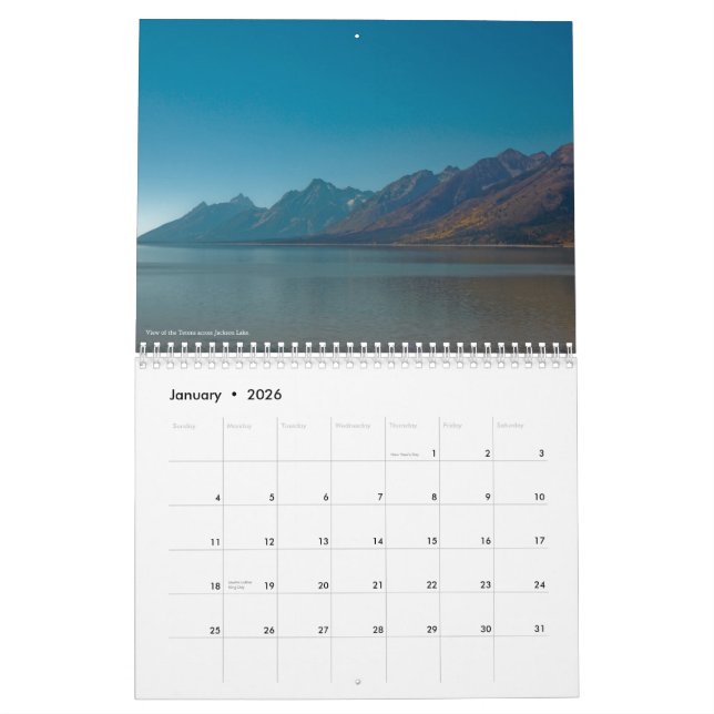Calendario magnífico de Teton y de Yellowstone (Jan 2026)