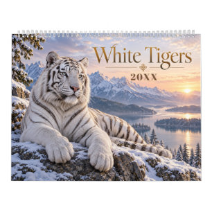 Calendario Majestuosos Tigres Blancos Vida Silvestre Naturale