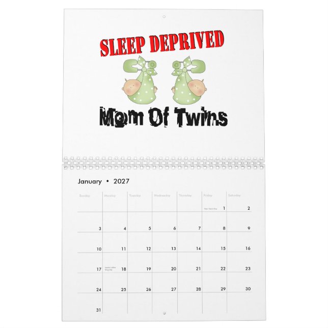 Calendario Mamá privada sueño de GEMELOS (Jan 2027)