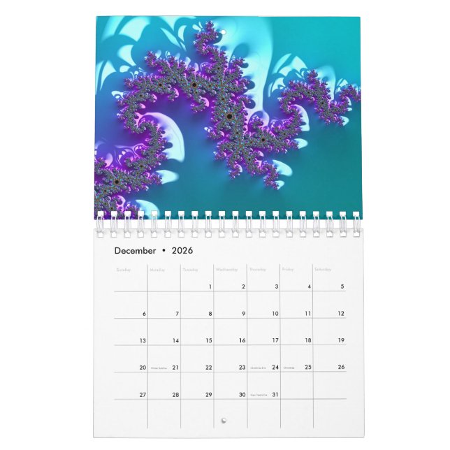 Calendario Mandelbrot fractal (Dec 2026)