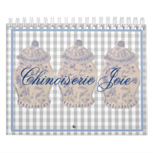 Calendario Mano azul Chinoiserie pintada jar jar jars cale