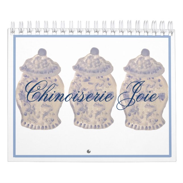 Calendario Mano de la Chinoiserie azul pintada jar jares (Tapa)