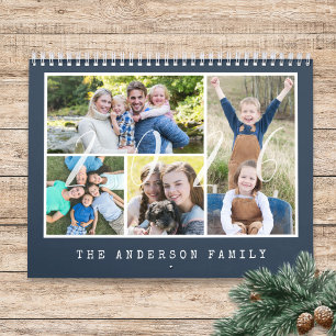 Calendario Máquina de escribir moderna 4 fotos familiares por