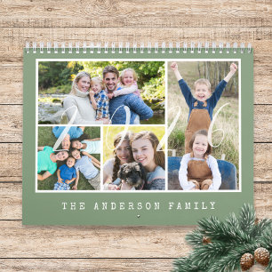 Calendario Máquina de escribir moderna 4 fotos familiares por
