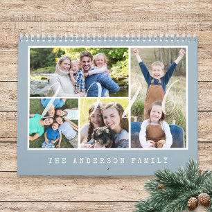 Calendario Máquina de escribir moderna 4 fotos familiares por