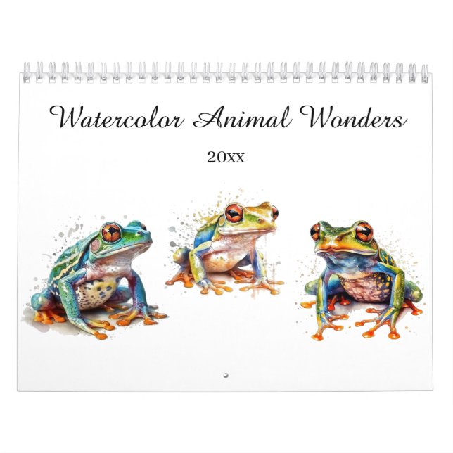 Calendario Maravillas de animales acuarelas, personalizado (Tapa)